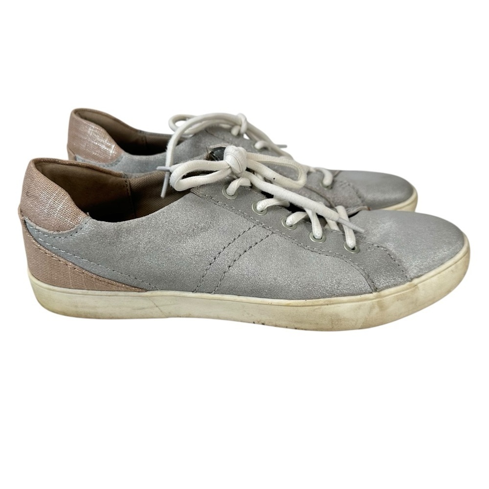 Olukai Morrison Gray Sneakers Women’s 9.5 Leather Lace-Up Low Profile Comfort